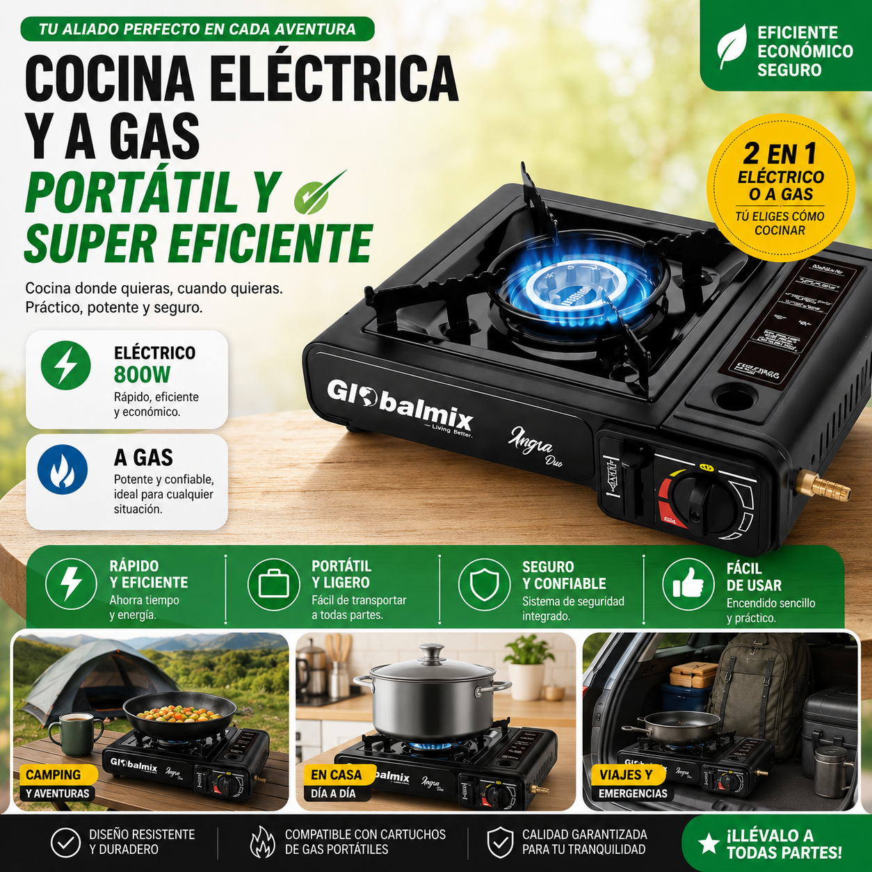 Cocina Eléctrica y de Gas Portátil