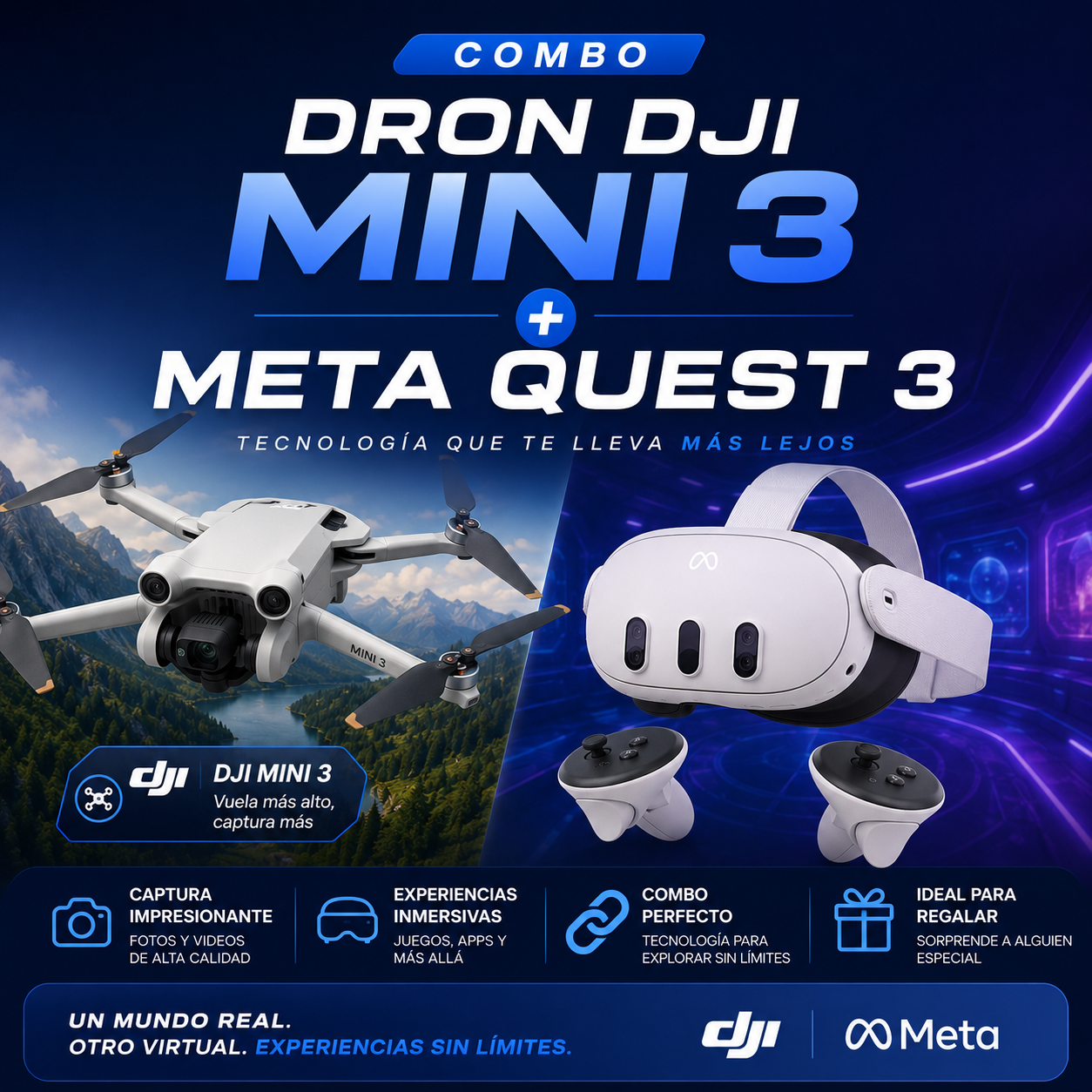 Combo Dron DJI Mini 3 + Meta Quest 3